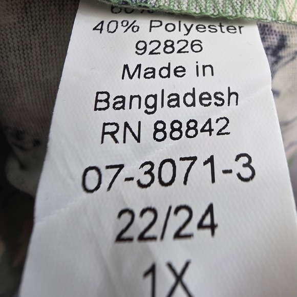 Woman Within Top Plus Size‎ 1X 22 24 Green Floral Flower V Neck T Shirt Tee Boho - Picture 4 of 8